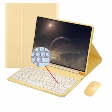 Imagem de HAOWSTRANG Capa de teclado para iPad Air 13 polegadas (M2) 2024, teclado magnético removível sem fio ABNT2 Bluetooth com suporte para caneta, função Sono/Despertar automático (Amarelo)