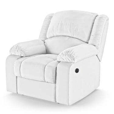 Imagem de Poltrona do Papai Reclinável Massageadora Elétrica com USB Simon F05 Corano Branco - Lyam Decor