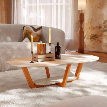 Imagem de mesa de centro oval elegance off white e nature
