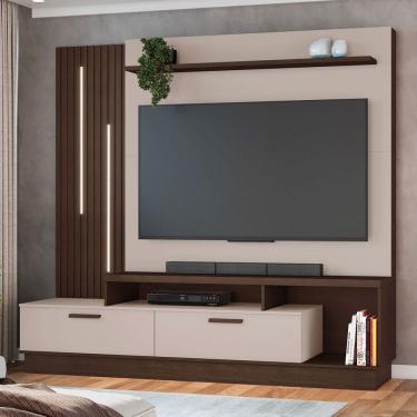 Imagem de Estante para TV Até 65 Polegadas Despertar 2 Gavetas com Led Café/Off Café - Jcm Móveis