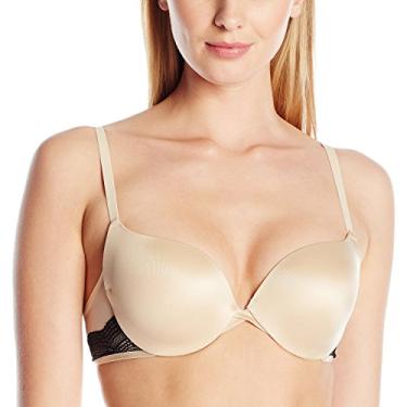 Imagem de Sutiã Demi com aro, o melhor sutiã push-up com tecnologia Wonderbra, sutiã com acabamento em renda suave com bojo push-up, Levantador de latte/preto, 38B