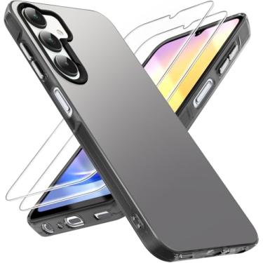 Imagem de Dssairo Capa para celular Samsung Galaxy a25 5g, com 2 protetores de tela de vidro temperado, capa traseira fosca resistente a quedas à prova de choque Slim Fit para Galaxy a25 (preto)