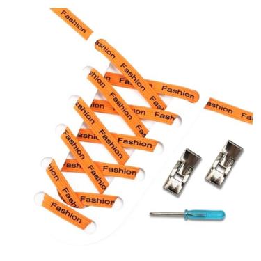 Imagem de Cadarços Elásticos De Fivela De Metal Para Tênis Sem Cadarço Para Crianças E Adultos, Cadarços Rápidos E Preguiçosos Para Pessoas, Acessórios Para Sapatos(Orange)