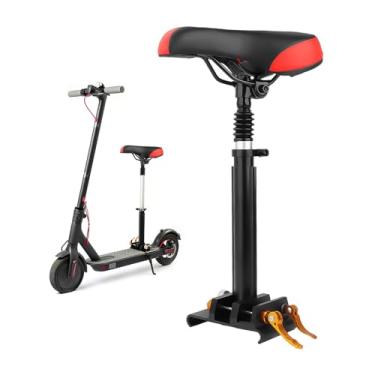 Imagem de Assento de scooter elétrico ajustável para adultos – serve para scooters de borda curva de 14 a 15,7 cm de largura, almofada ergonômica de poliuretano, haste de alumínio resistente, instalação sem