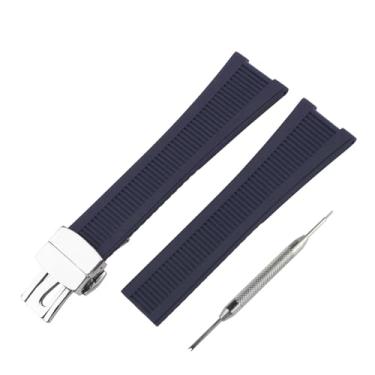 Imagem de JETHENG Pulseira de relógio de substituição de borracha para Patek Philippe Nautilus 5711/5712/5726, preta (fivela prata azul)
