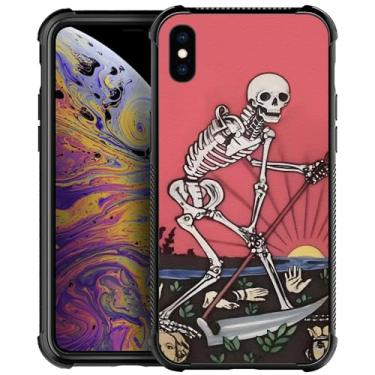 Imagem de Capa máxima para iPhone Xs, Fire Mountain Cloud, 9H de vidro temperado para iPhone XS MAX para homens, meninos, capa protetora resistente à prova de choque para Apple iPhone XS MAX, iPhone XS Max(6.5 inch), Death Tarot