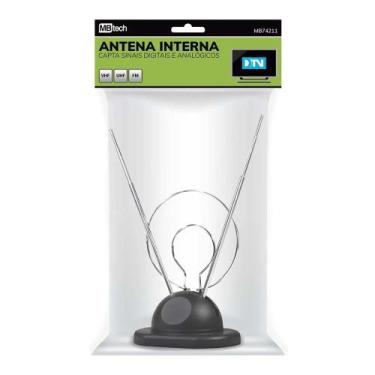 Imagem de Antena Interna Tipo Coelho P/ Tv Vhf Uhf Hd Dtv Fm Cabo 1,5m - MBTECH