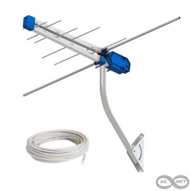 Imagem de Antena Externa Vhf/Uhf/Fm/Hdtv com cabo e mastro - Proeletronic