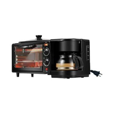 Imagem de Ioensy Máquina de café da manhã 3 em 1 com máquina de café, portátil, forno, torradeira com temporizador, chapa antiaderente para pão