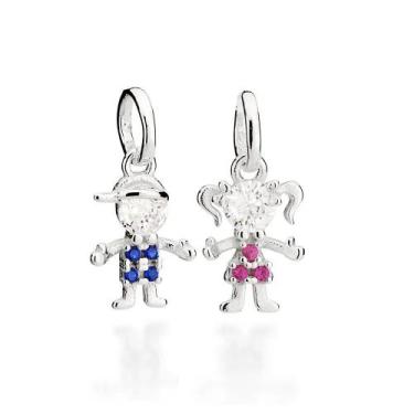Imagem de Pingente de prata 925 feminino filhos menino ou menina cravejado zircô
