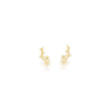 Imagem de Brincos banhado ouro 3x 24k 18k e 22k femininos ear cuff estrela romma