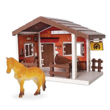 Imagem de Cenário De Faroeste Brinquedo Playset Com Casinha E Cavalo - Samba Toy