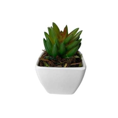 Imagem de Suculenta Artificial Mini Vaso de Plástico Branco - Melhores Ofertas, 