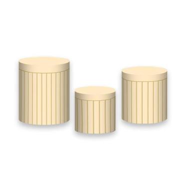 Imagem de Trio de Capas de Cilindro - Efeito Ripado Madeira Liso Amarelo Pastel 