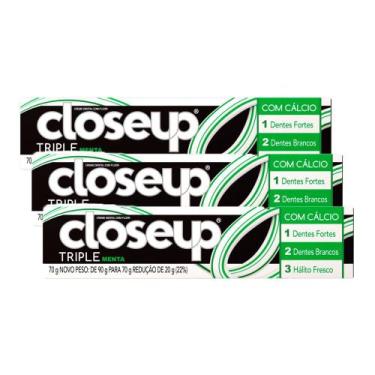 Imagem de Creme Dental Closeup Triple Menta 70g  Kit com três unidades - Close U