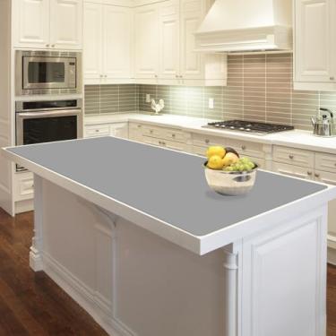 Imagem de Tapete de silicone grande de 120 cm x 60 cm para bancada de cozinha, protetor de bancada antiderrapante resistente ao calor, tapete de silicone impermeável para ilha de cozinha, cinza claro