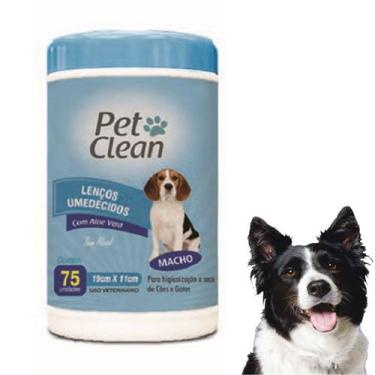 Imagem de Lenço Umedecido Cachorro Gato Pet Clean  75 Unidades Oferta, Macho