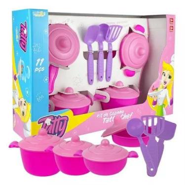 Imagem de Conjunto Panela Brinquedo Menina Cozinha 11 Peças Rosa Roxo - Mielle B