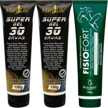 Imagem de Kit 2 Super Gel 30 Ervas 150g + 1 Pomada Massageadora Fisiofort 150g -