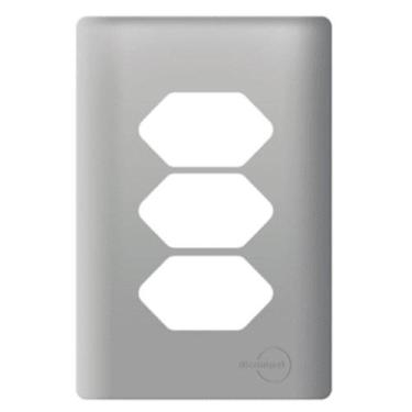 Imagem de Placa Novara Aco 4x2 3 Tomadas - DICOMPEL, AÇO