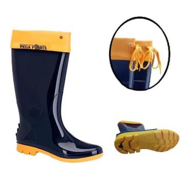 Imagem de Bota Borracha Galocha Cano Longo com Gola Grendene Pega Forte Azul com