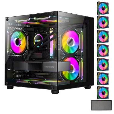 Imagem de Gabinete Gamer Aquário Com 7 Fans Rgb Micro Mini Atx - HAYOM