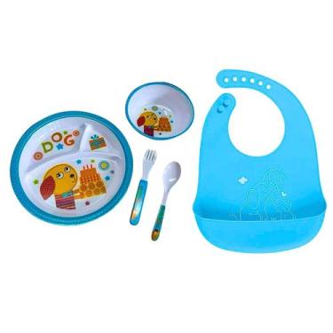 Imagem de Kit pratinho infantil e babador silicone infantil para bebê tigela tal