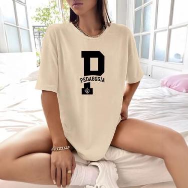 Imagem de Camisa Camiseta Feminina Estampada P Pedagogia 100% Algodão Fio 30.1 P