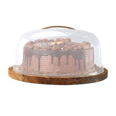 Imagem de Boleira com tampa e alça madeira teca medidas 27,9x27,9x12,5 cm - Nitr