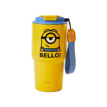 Imagem de MINISO Copo de viagem Minions Copo de aço inoxidável de 500 ml com alça garrafa de água isolada a vácuo com tampa e suporte de copo de café com canudo compatível com caneca livre de BPA para meninas e