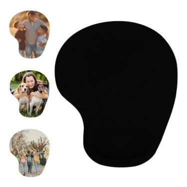 Imagem de Omijnuhbgt Mouse pad ergonômico personalizado com base de borracha antiderrapante, adicione sua própria foto, texto, logotipo, personalize seu próprio jogo personalizado, mousepad de escritório, preto