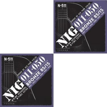 Imagem de Kit 2 Encordoamento Violão Aço Folk Bronze Nig N-511 .011" PRN511L - R