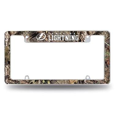Imagem de Rico Industries Moldura de placa automotiva NHL Tampa Bay Lightning Mossy Oak 30,48 cm x 15,24 cm cromada para carro/caminhão/SUV