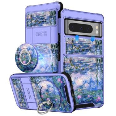 Imagem de Buleens Capa para Google Pixel 8 Pro de 6,7 polegadas - com suporte de anel e capa de câmera estética fofa projetada mulheres meninas meninas bonita Kawaii azul lírio de água para Pixel 8 Pro capa de