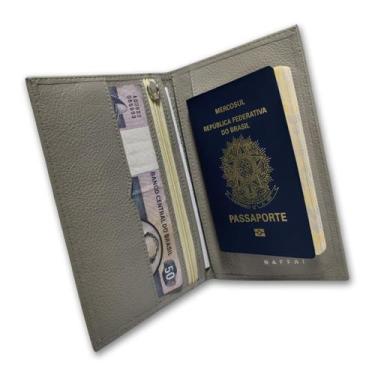 Imagem de Carteira Porta Passaporte Couro RFID Blocking 19-R Raffai Couros, Cinz