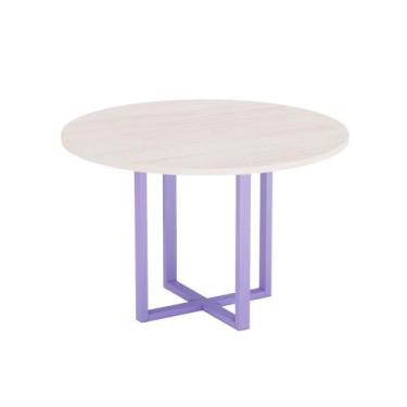 Imagem de Mesa de Reunião Redonda Tubular P25 Pandin 1,10 M Casablanca e Lilas