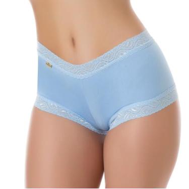 Imagem de Caleçon em Microfibra e Renda  Lisa 5241 - Silvest Lingerie, Azul, M