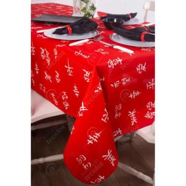 Imagem de Toalha de Mesa em Gorgurinho Japonês Vermelho, 1,50 x 2,20