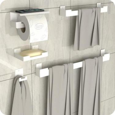 Imagem de Kit Acessórios Para Banheiro Branco 5 Peças ELG - MetalCromo