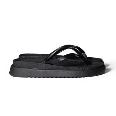 Imagem de Chinelo Flat Sandália Papete Feminina Plataforma Alta - Portgas, Preto