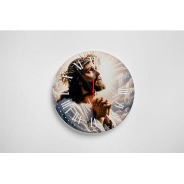 Imagem de Relógio De Parede Redondo Religioso Jesus  32x32cm Ps 2mm - PRESENTE-B