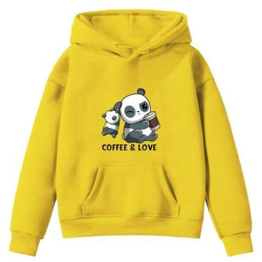 Imagem de Moletom Infantil Urso Love Coffee Café Desenho Infância Bolso Canguru 