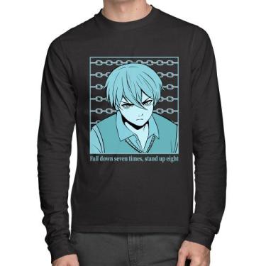 Imagem de Camiseta Algodão Fall Down Seven Times, Stand Up Eight Manga Longa - F