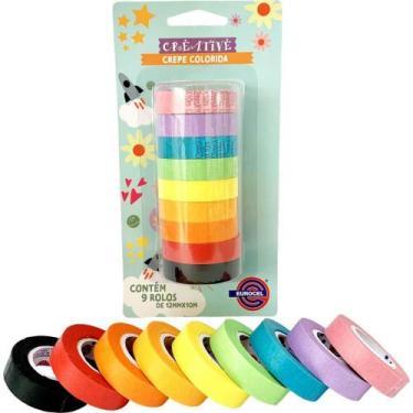 Imagem de Fita Adesiva Decorada Creative Papel Colorida 12X10MM Bloco com 9 - Eu