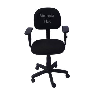 Imagem de Cadeira secretaria com regulagem de altura a gás e braço regulagem tecido preto