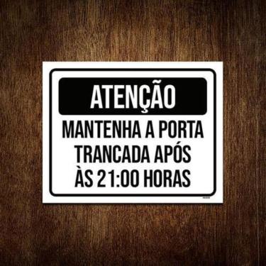 Imagem de Kit 3 Placas Atenção Mantenha Porta Fechada 21 Horas