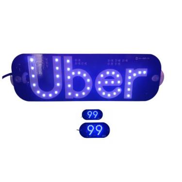 Imagem de Kit Letreiro luminoso Placa Identificação Uber E 99 Led - ALMAJO, Azul