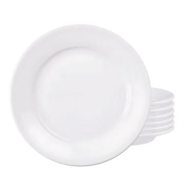 Imagem de Jogo 6 Pratos Sobremesa Tramontina 18cm Porcelana Branco Restaurante B