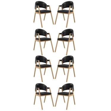 Imagem de Kit 8 Cadeiras Suellen Luxo Reforçada Mesa De Jantar Courino Preto