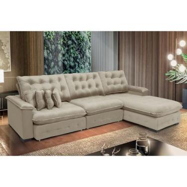 Imagem de Sofá Berlin 3.85x1.70m com Chaise Super Pillow Top - Bege - Sofisticat